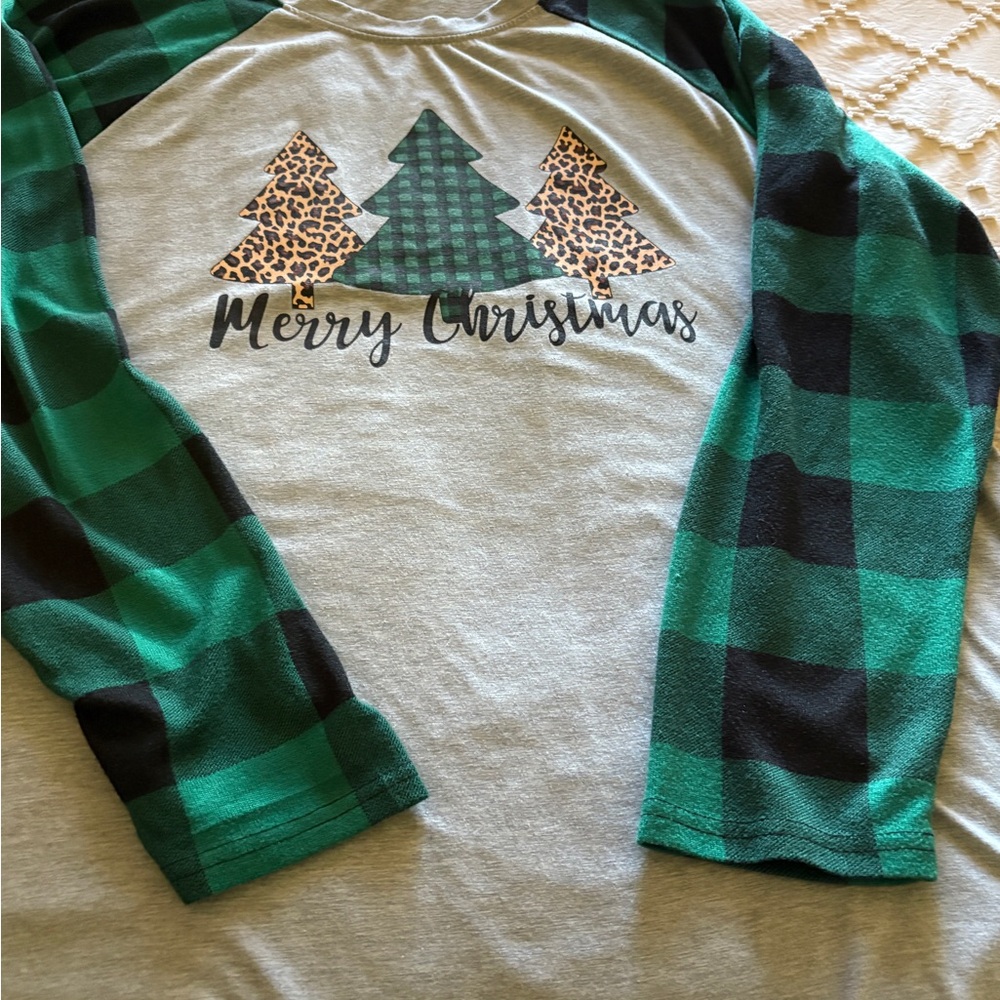 Green Plaid Christmas Raglan Shirt